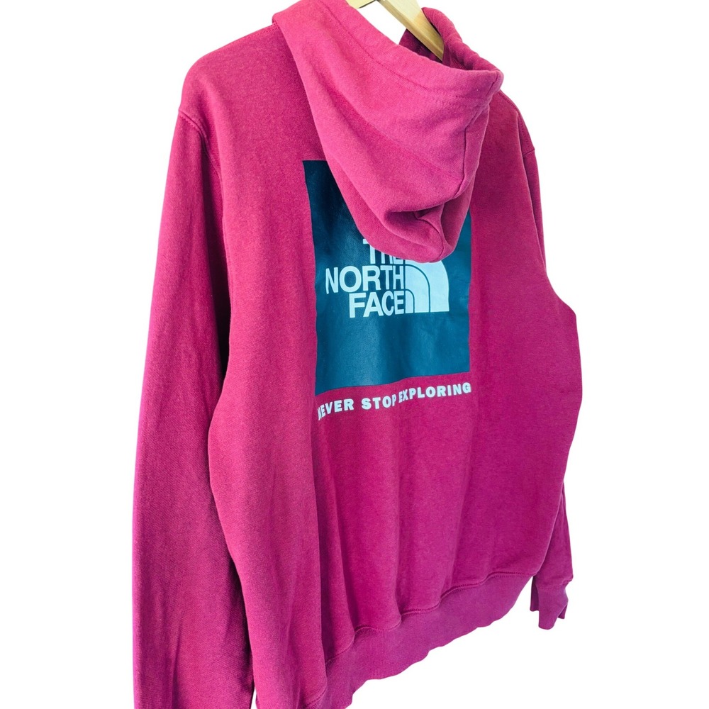 The North Face Mens Red Burgundy Graphic Pullover Hoodie Sweatshirt Size L - Picture 4 of 7